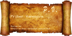Priher Vanessza névjegykártya
